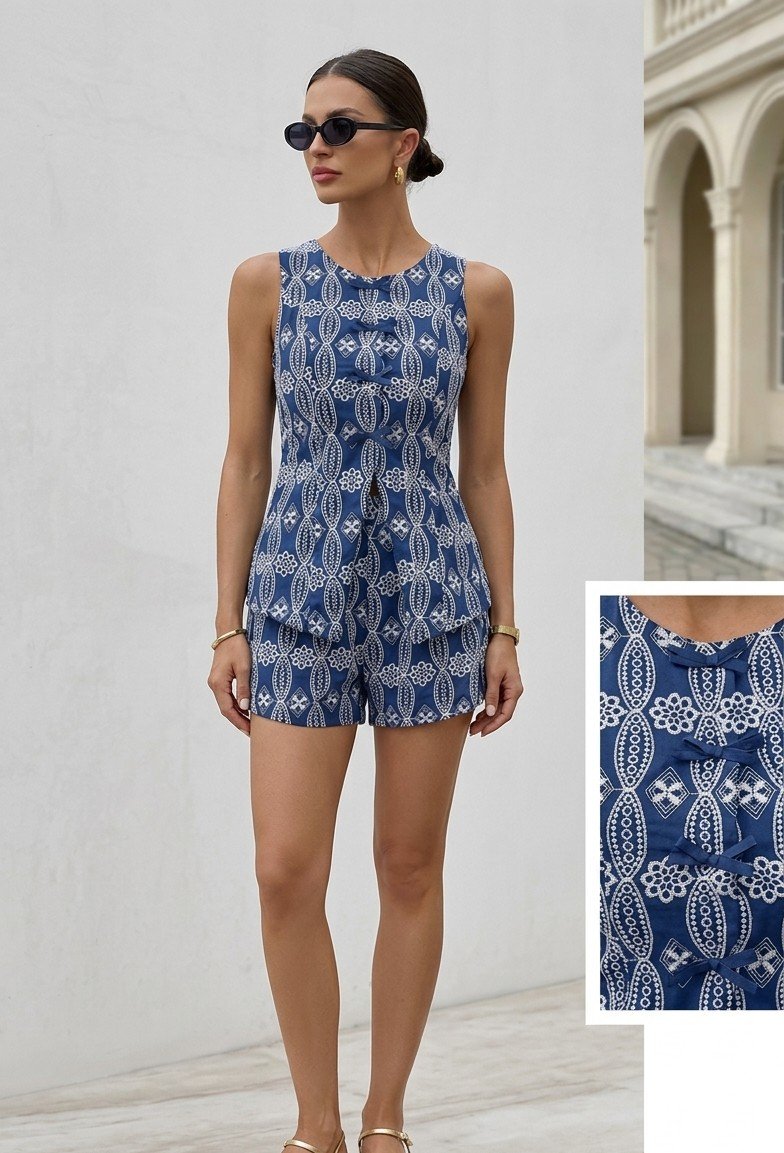 Set Navy Bordado
