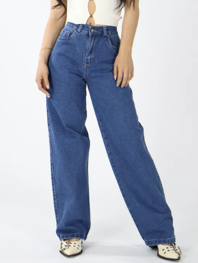 Wide Leg Azul Medio Clásico