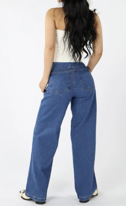Wide Leg Azul Medio Clásico
